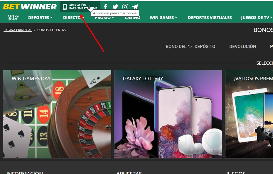 aplicación Betwinner